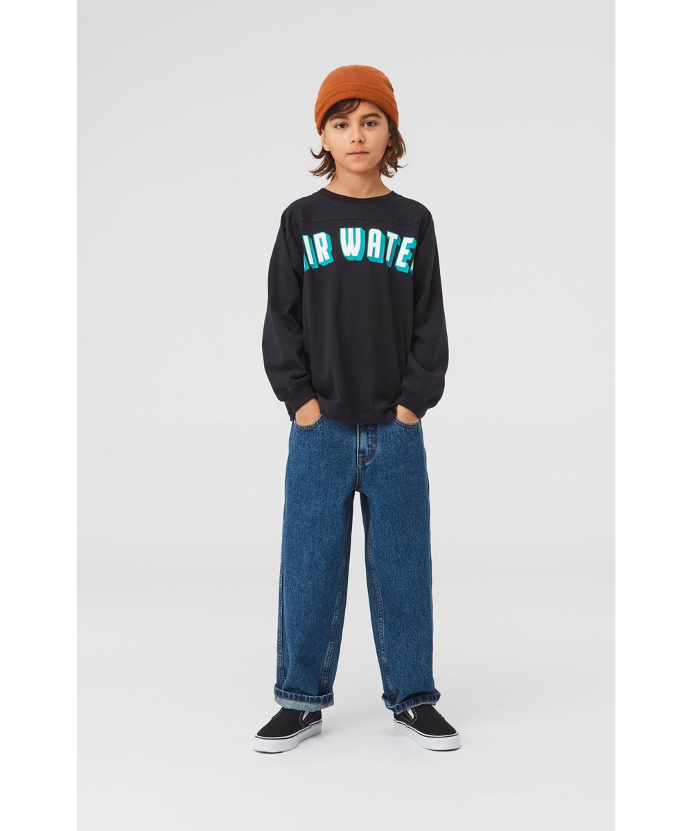 Rhon - Black - Öko schwarzer Pullover Air Water Fire