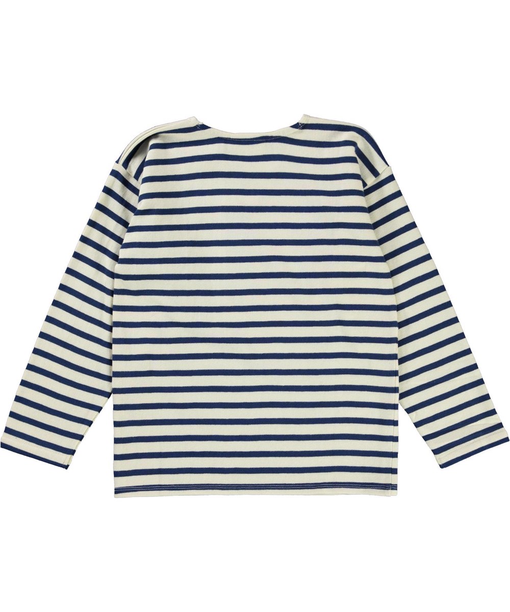 Rilder - Breton - Langarm-T-Shirt mit weißen und blauen bretonischen Streifen.