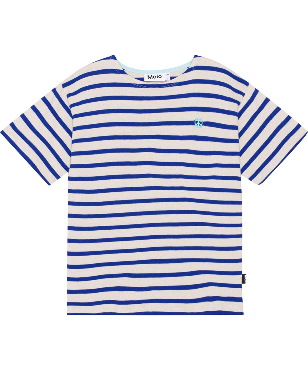 Rilee - Reef Stripe - Weiß-blau gestreiftes Öko-T-Shirt