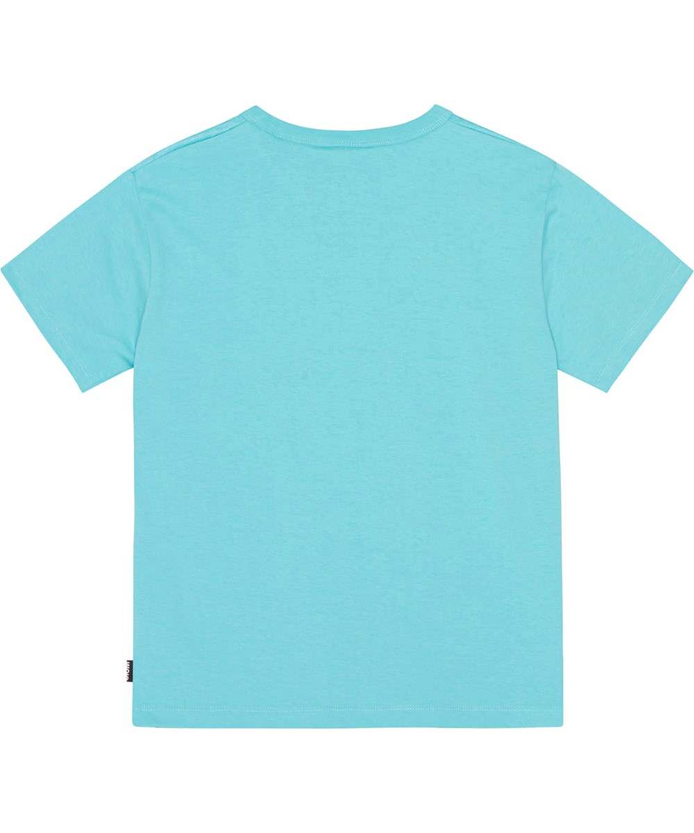 Riley - Beaming Dinos - Türkises Öko-T-Shirt mit Dino-Aufdruck