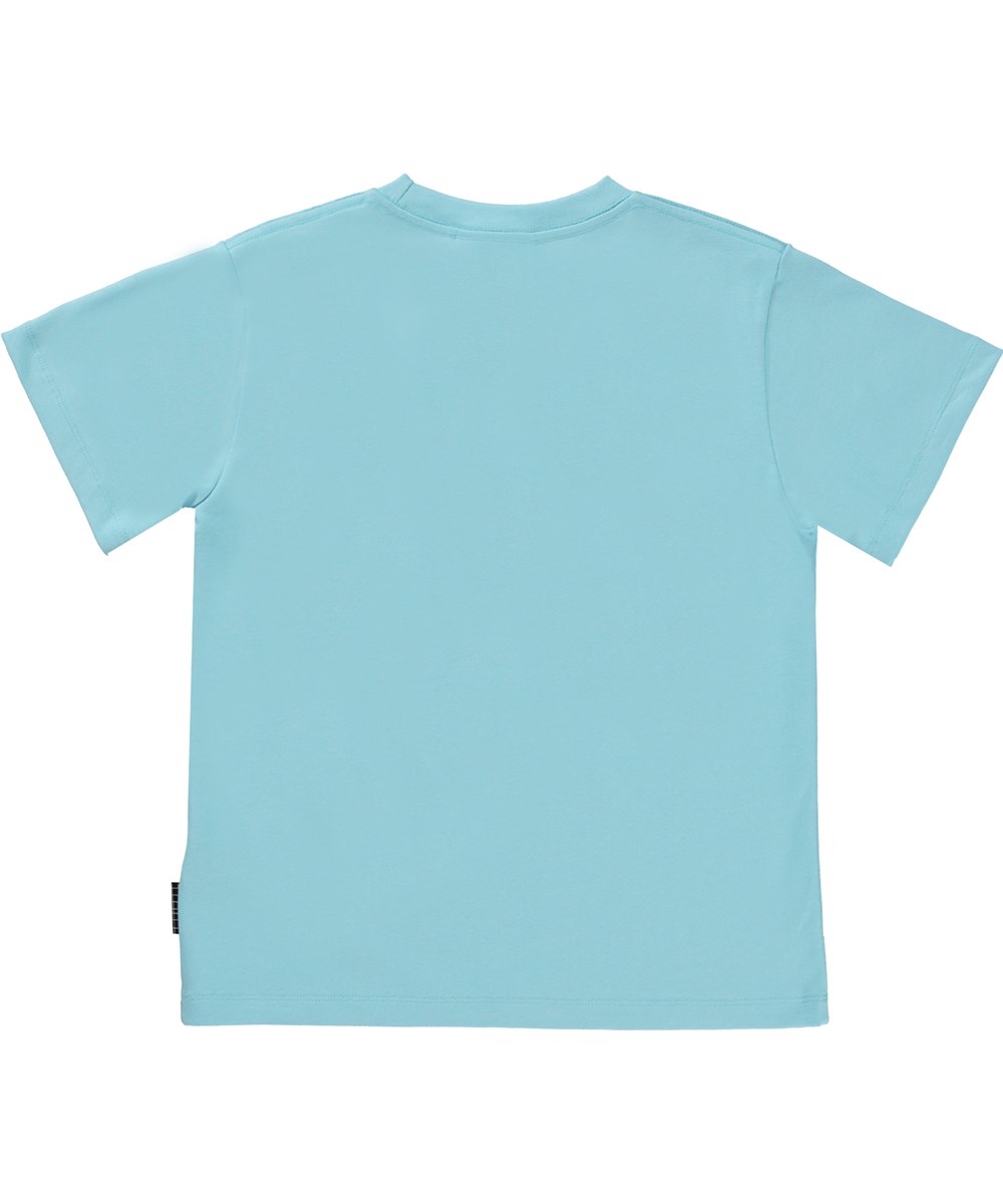 Riley - Blue Grotto - Blaues Öko-T-Shirt mit Surfer-Print