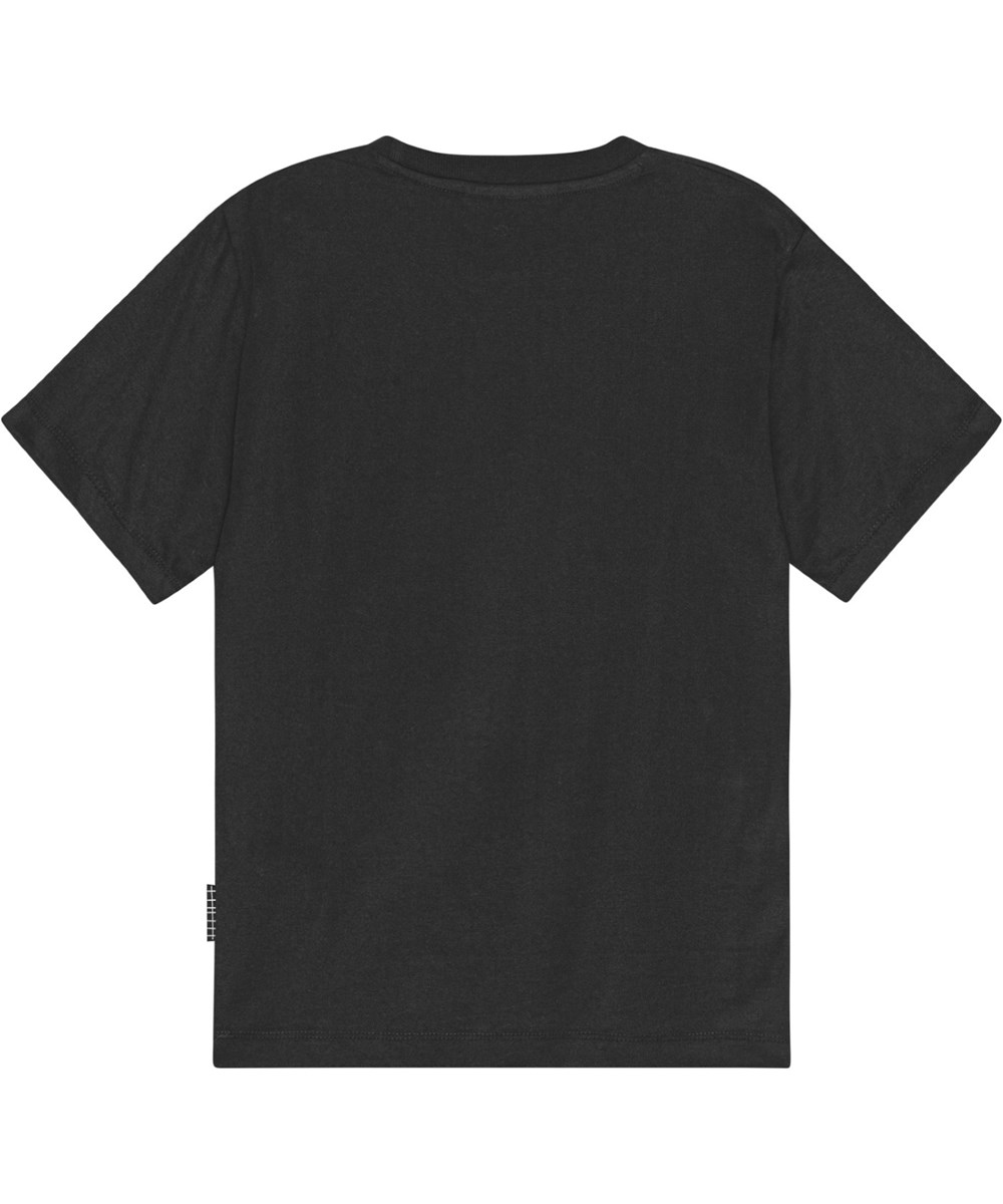 Riley - Game Over - Schwarzes T-Shirt aus Öko-Baumwolle mit aufgedrucktem Pixel-Design.