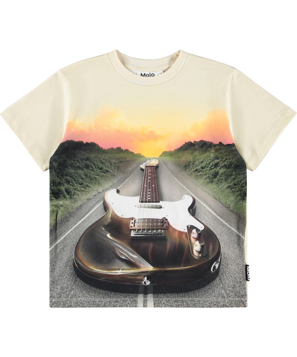Riley - On The Road - Beiges T-Shirt für Kinder aus Öko-Baumwolle