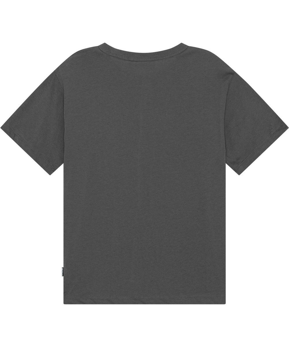 Riley - Surf On Fire - Dunkelgraues Öko-T-Shirt mit platziertem Surfer- und Alien-Print