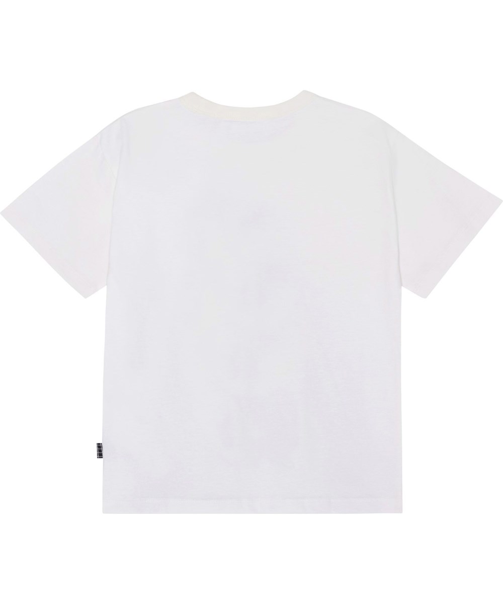 Riley - Surfboard - Weißes Öko-T-Shirt mit Surfbrett-Print