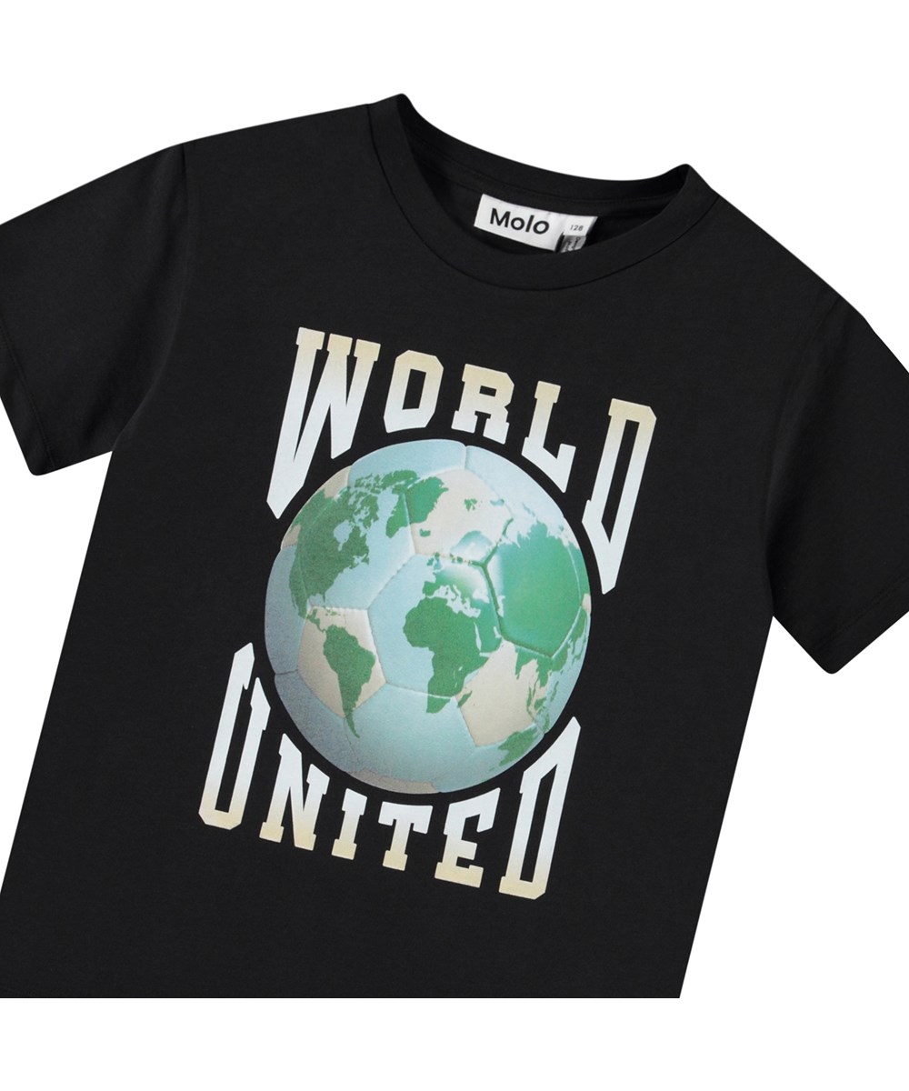 Riley - United World - T-Shirt mit Druck für Kinder aus weicher Öko-Baumwolle mit kurzen Ärmeln und geripptem Ausschnitt.