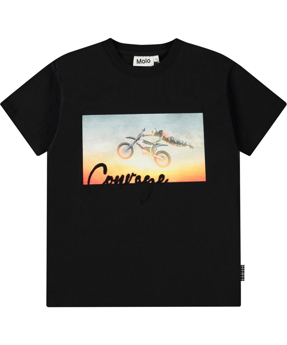 Riley - Airtime - T-Shirt mit Druck für Kinder aus weicher Öko-Baumwolle mit kurzen Ärmeln und geripptem Ausschnitt.