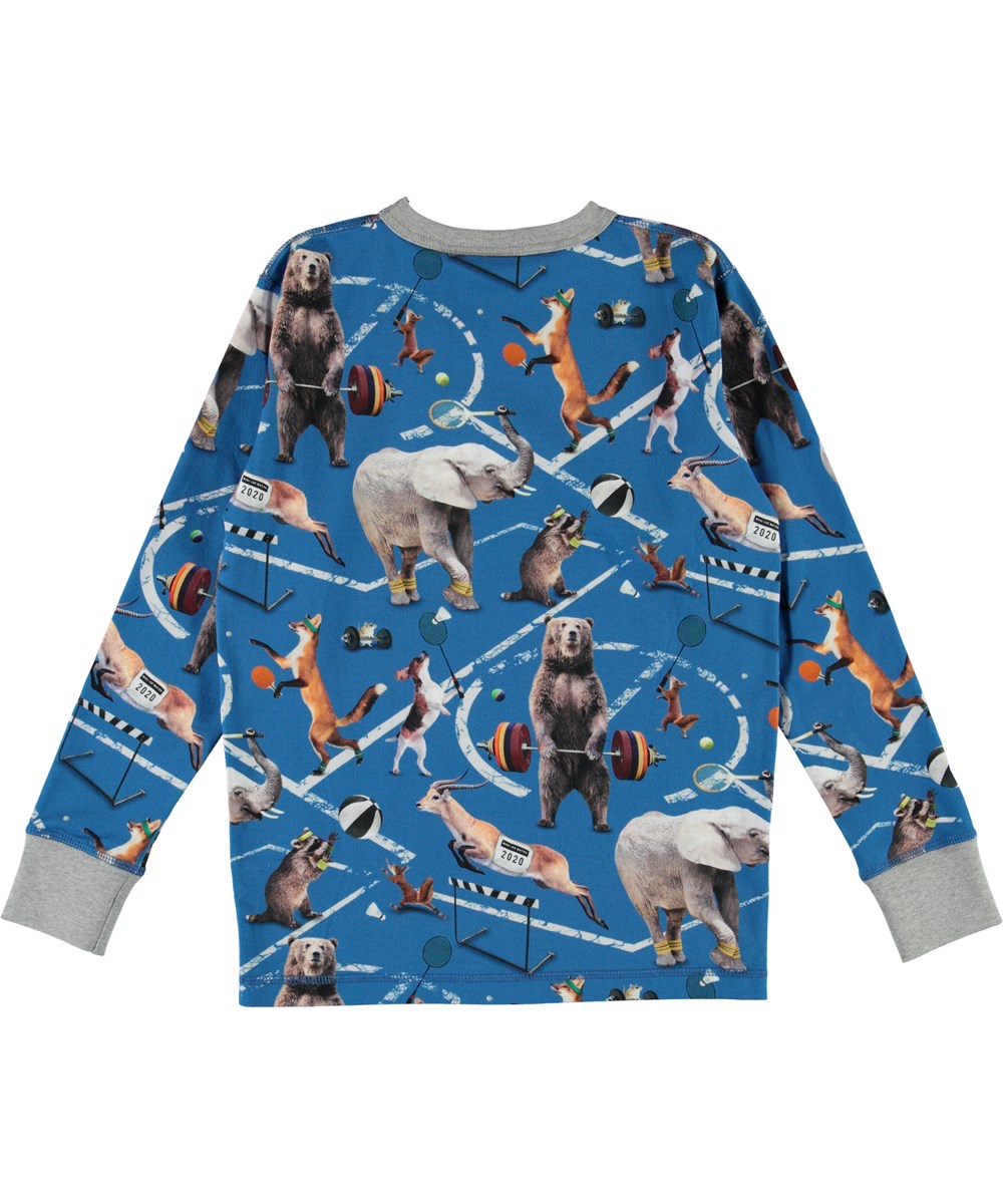 Rill - Athletic Animals - Hellblaue Öko-Bluse mit Tieren