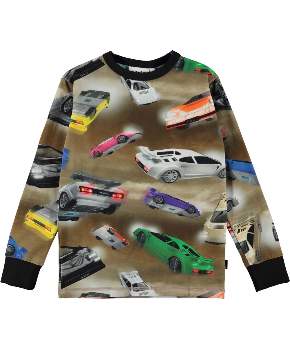 Rill - Flip It - Öko-Langarm-T-Shirt mit Rennwagen-Print "Flip It".