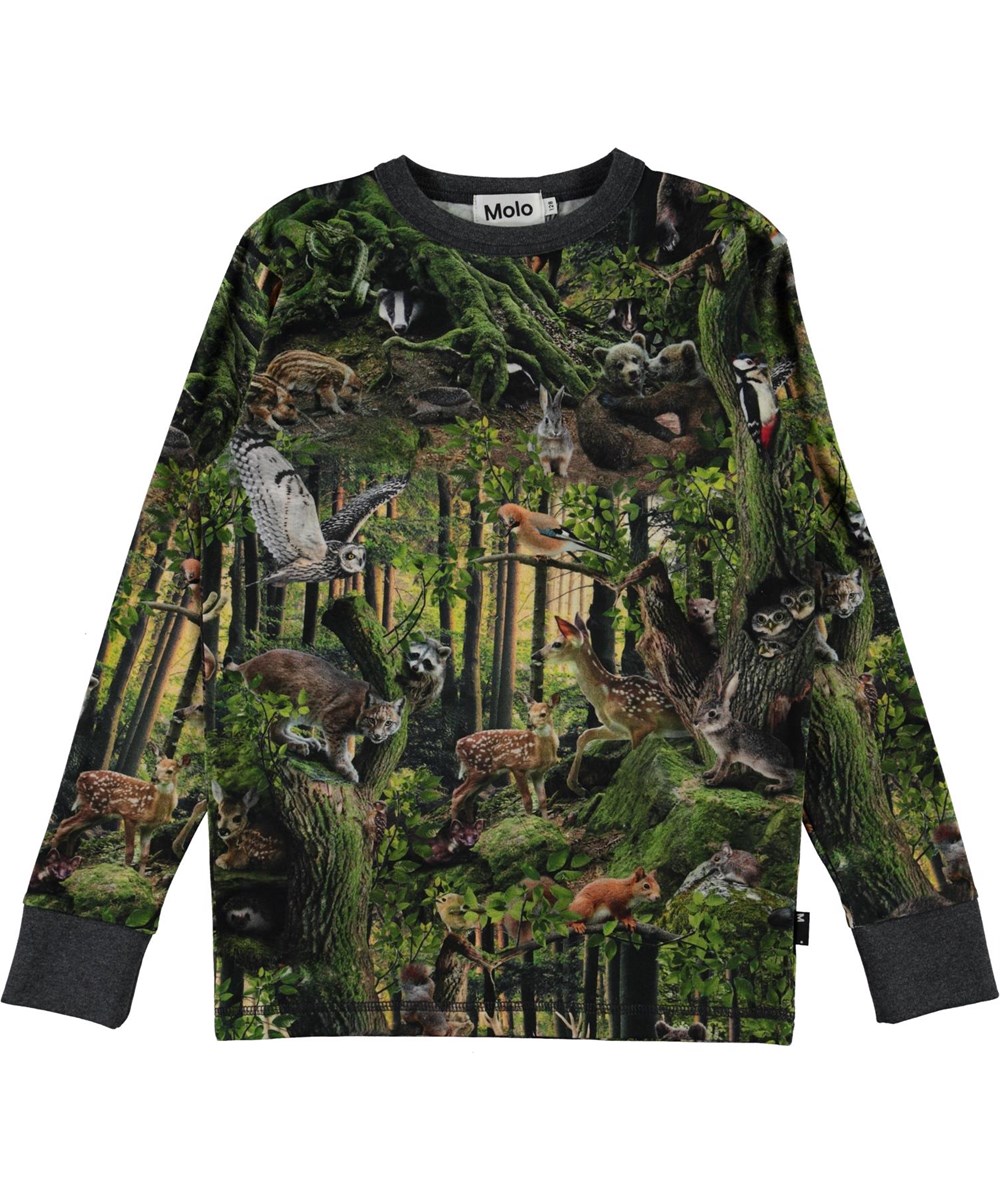 Rill - Forest Life - Öko Langarm T-Shirt mit Walddruck