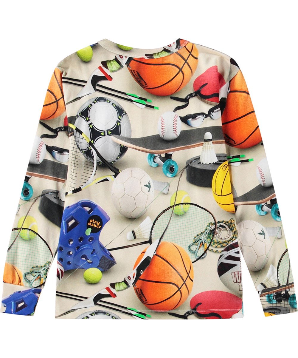 Rill - Sports Mix - Mehrfarbige langärmelige Bluse aus Öko-Baumwolle mit Allover-Print.