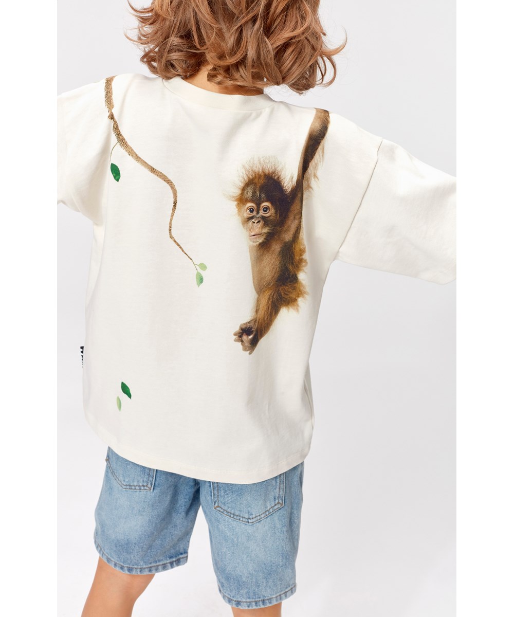 Rillo - Palmtree Monkey - Weißes T-Shirt mit Orang-Utan.