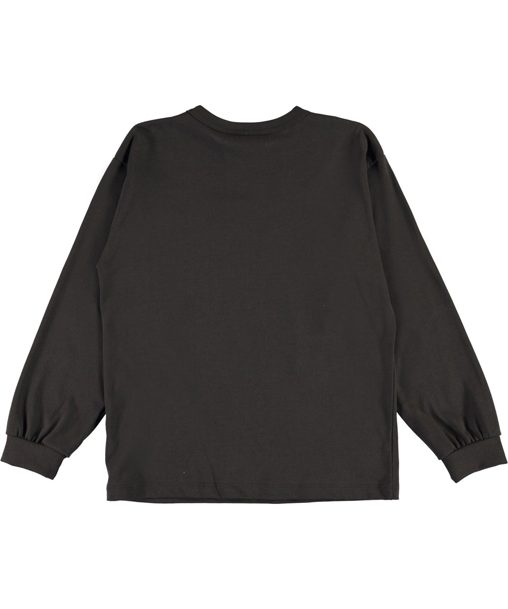 Rin - Brown Darkness - Dunkelbraune Öko-Bluse mit Lenkrad