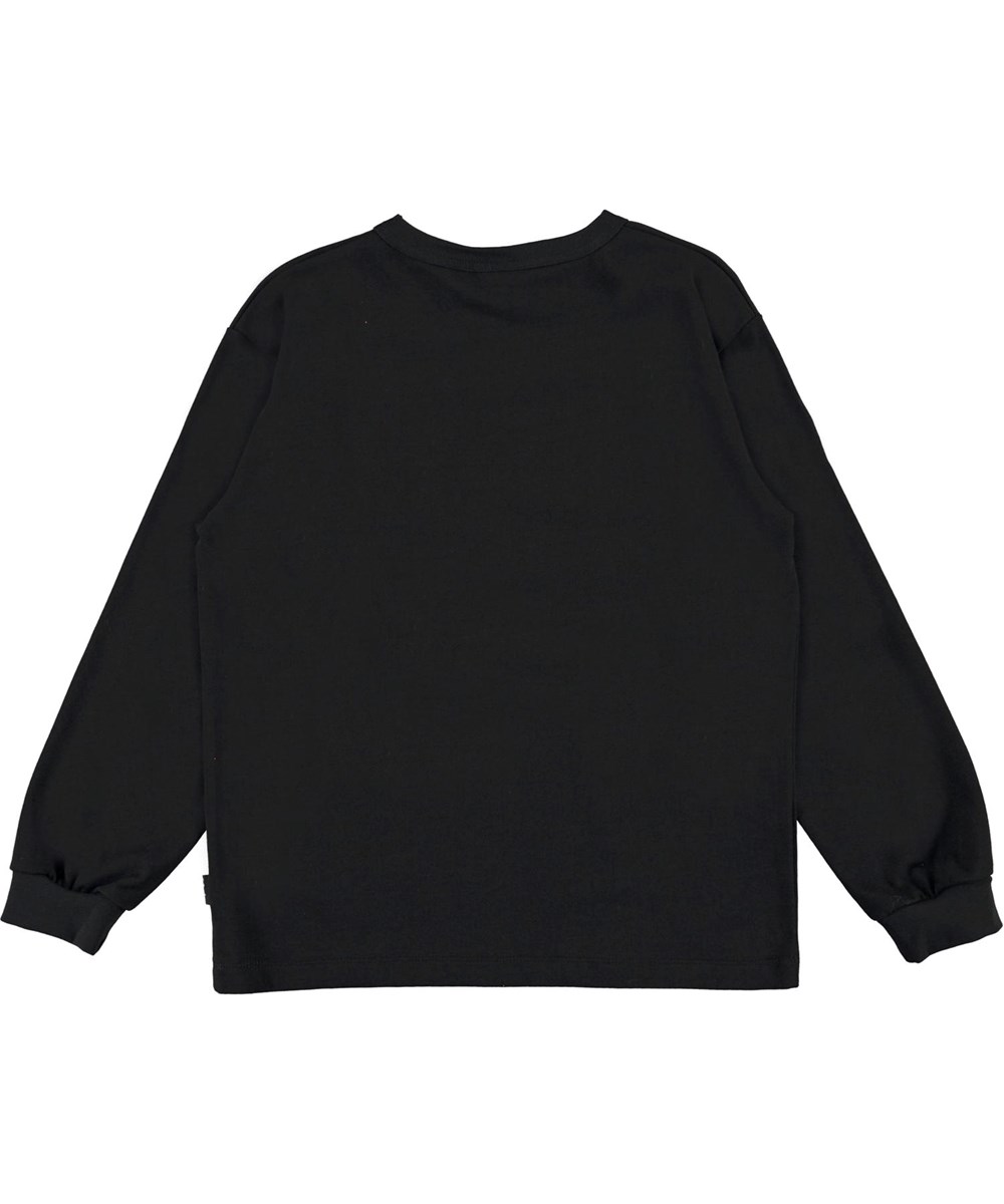 Rin - Mars Graphic - Öko schwarzer Pullover mit Exploring Druck