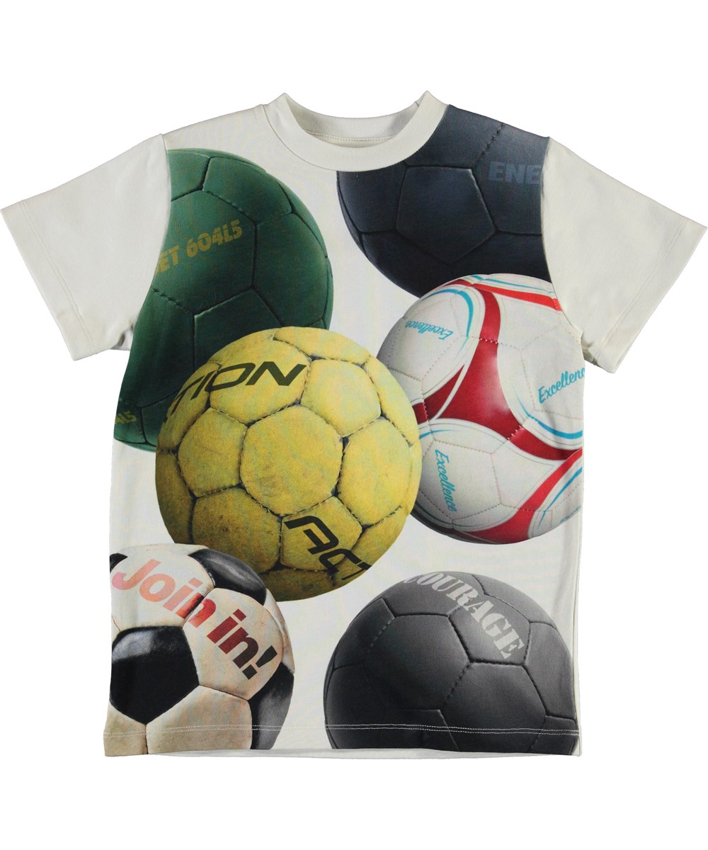 Road - Soccer Balls - Weißes Öko-T-Shirt mit Fußbällen