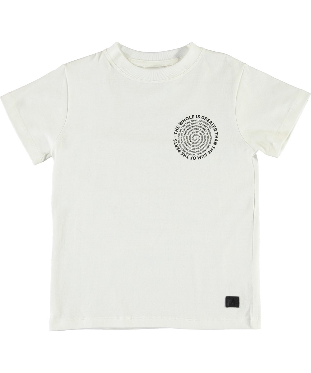 Road - Spiral Text - Weißes T-Shirt mit Spiraltext