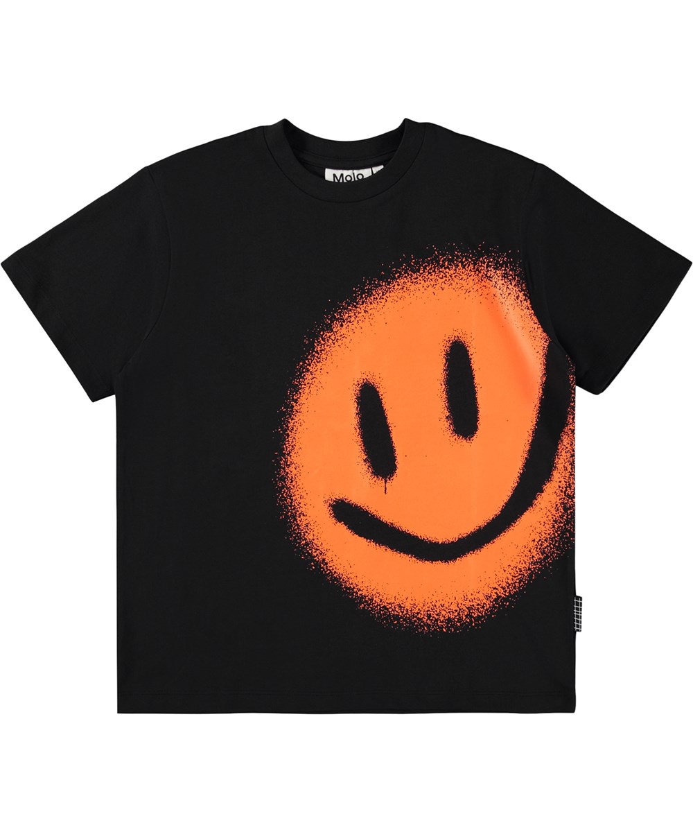 Rodney - Bouncing Smile - Schwarzes T-Shirt für Kinder aus Öko-Baumwolle