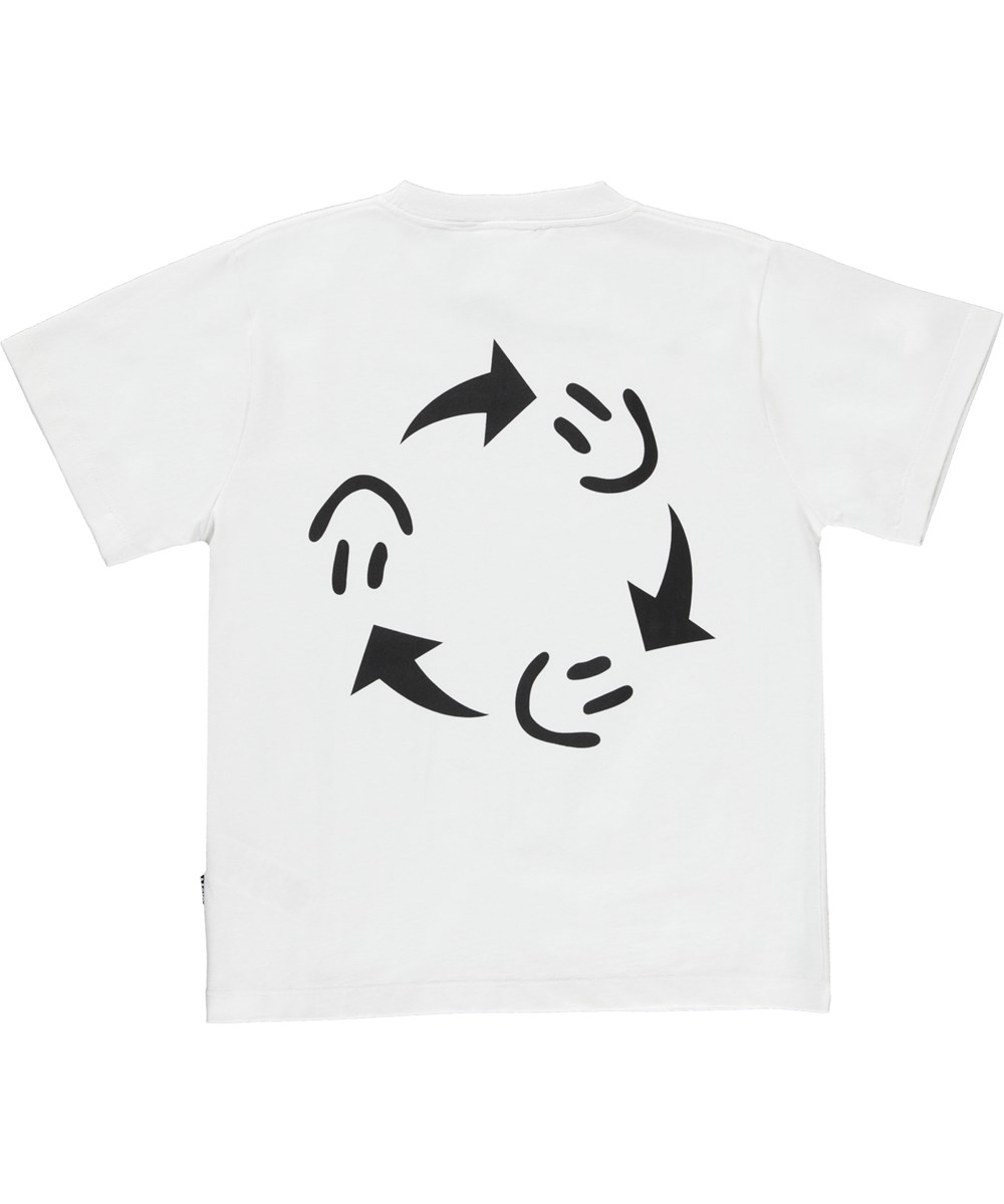 Rodney - Smile On - Weißes Öko-T-Shirt mit Smiley-Print