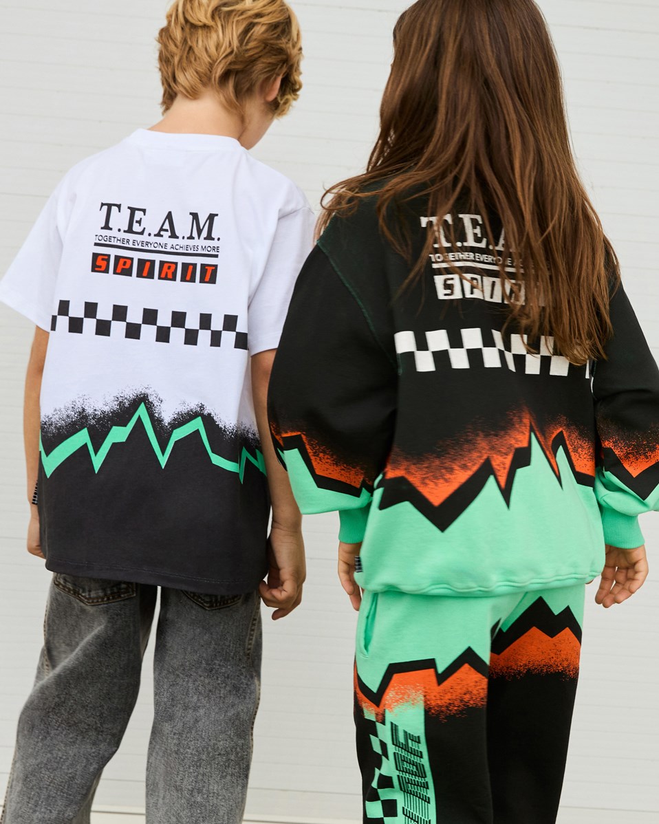 Rodney - United Future - Weißes T-Shirt mit Aufdruck für Kinder aus Öko-Baumwolle mit kurzen Ärmeln und geripptem Ausschnitt.