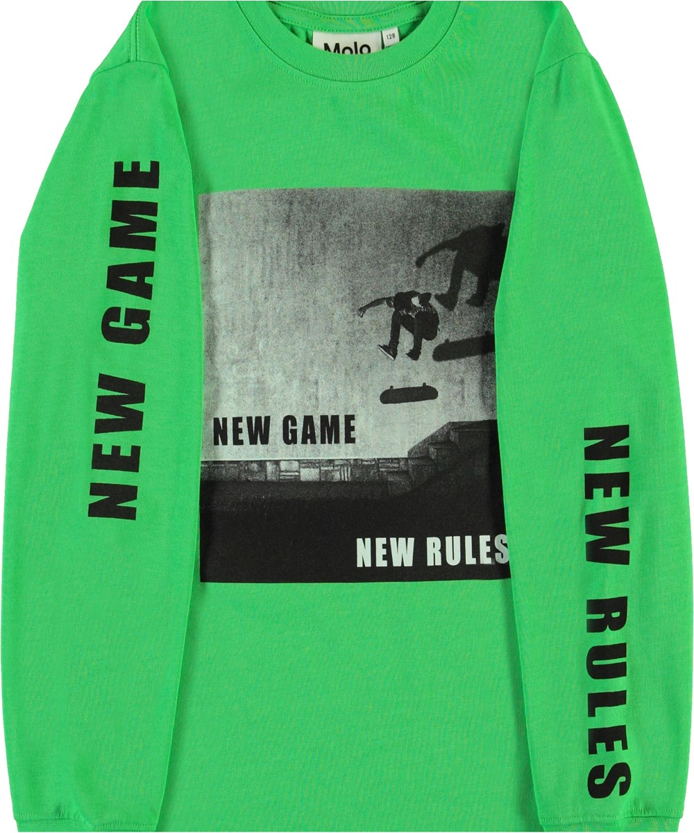 Rogert - Future Green - Grüne Öko-Bluse mit Skater-Druck