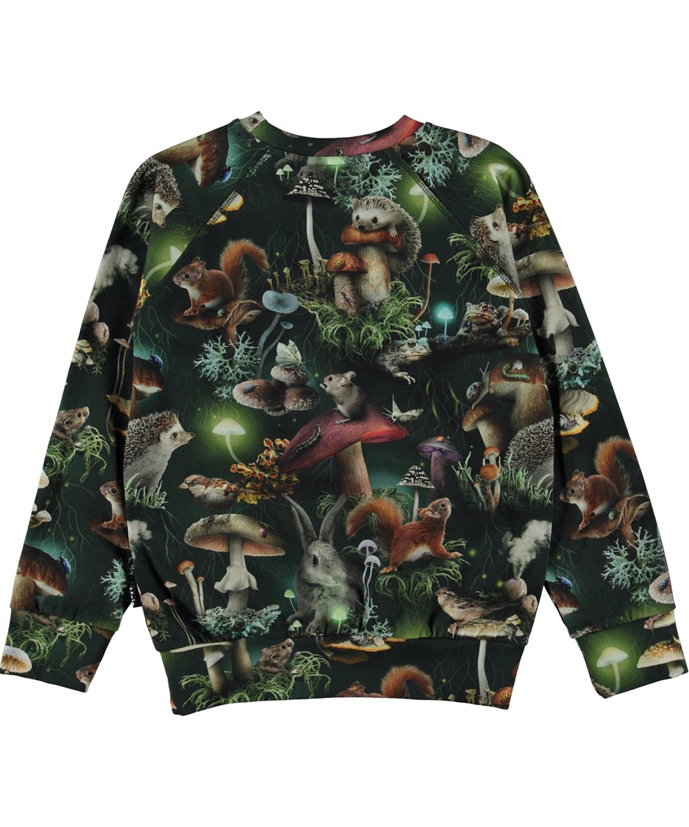 Romeo - Fungi Life - Schwarzes Öko Langarm T-Shirt mit Allover Pilzdruck