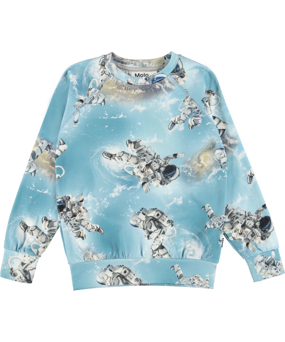 Romeo - Space Walking - Öko hellblaues Langarmshirt mit Astronauten