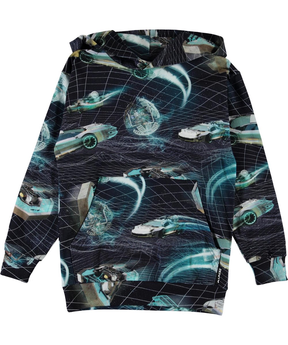 Romo - Time Machines - Öko-Hoodie mit zeitreisenden Autos