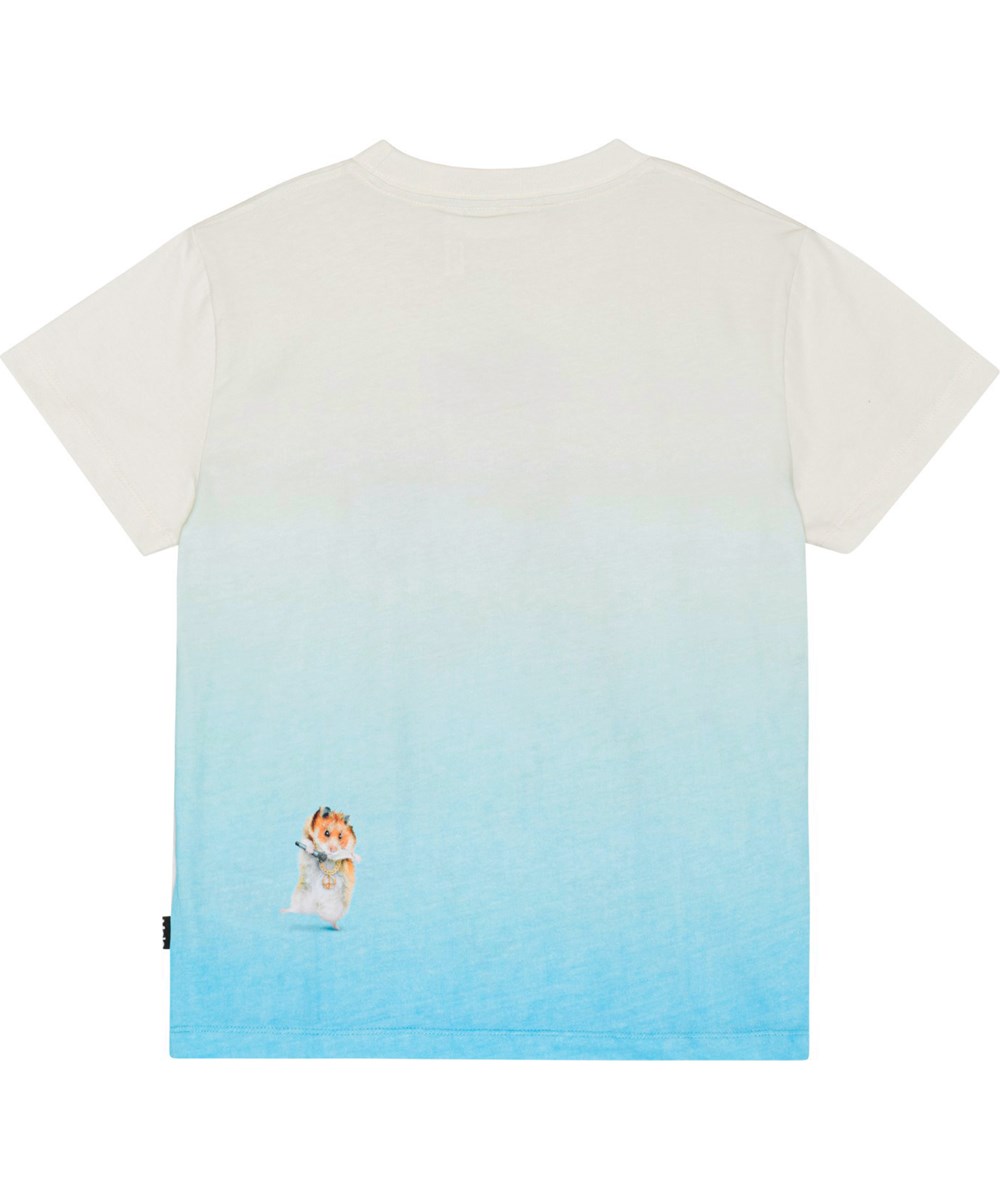 Roxo -  Dance Animals - Weiß-blaues Öko-T-Shirt mit Print von tanzenden Tieren