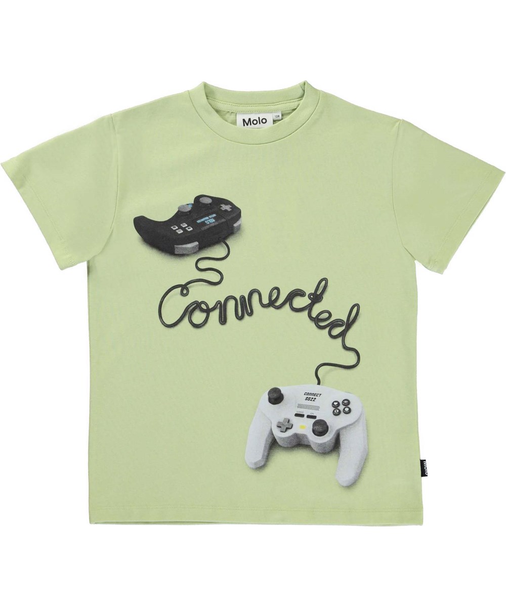 Roxo - Connecting - Grünes T-Shirt mit Controller-Print.