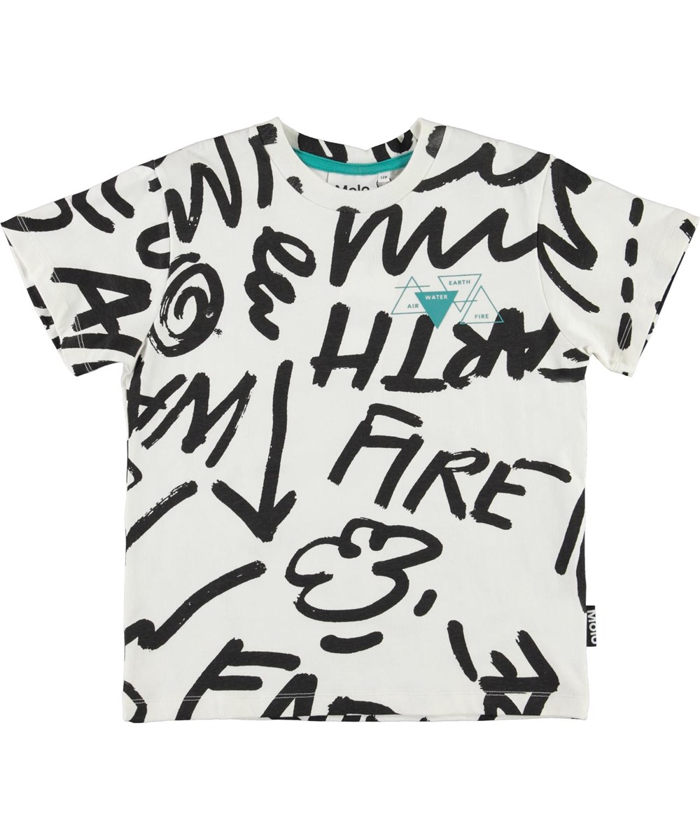 Roxo - Elements White - Öko weißes T-Shirt mit schwarzem Text