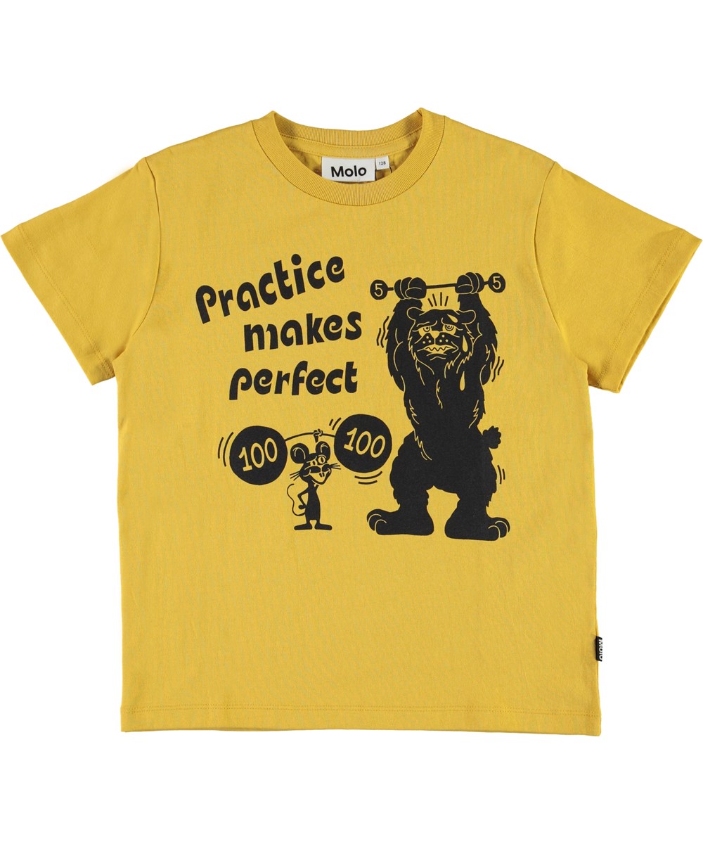 Roxo - Practice - Gelbes T-Shirt mit Gewichtheben