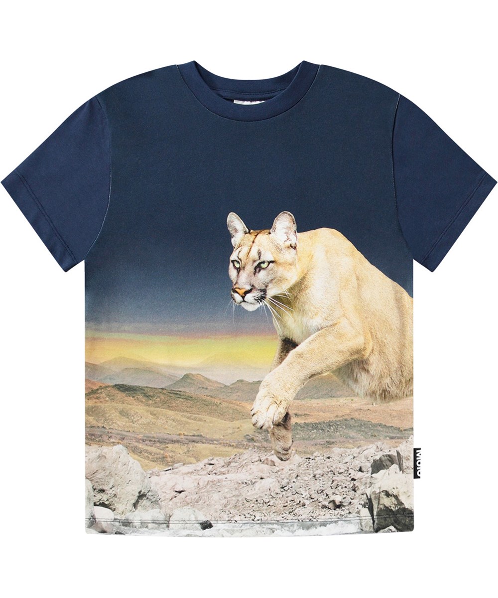 Roxo - Puma Blue - Blaues T-Shirt aus Öko-Baumwolle mit Puma-Druck.