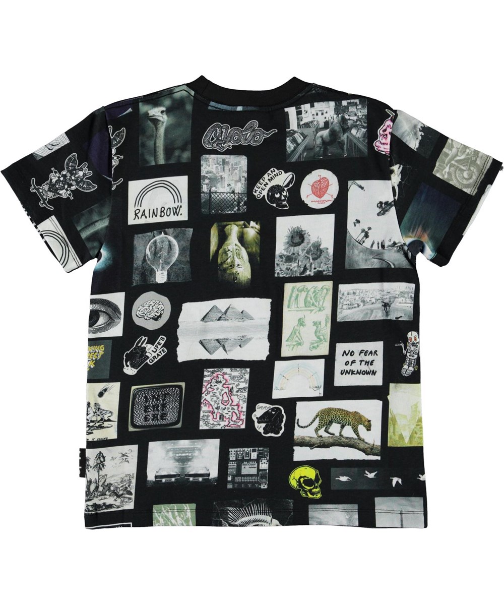 Roxo - Scrapbook Black - Öko T-Shirt mit kleinen Bildern