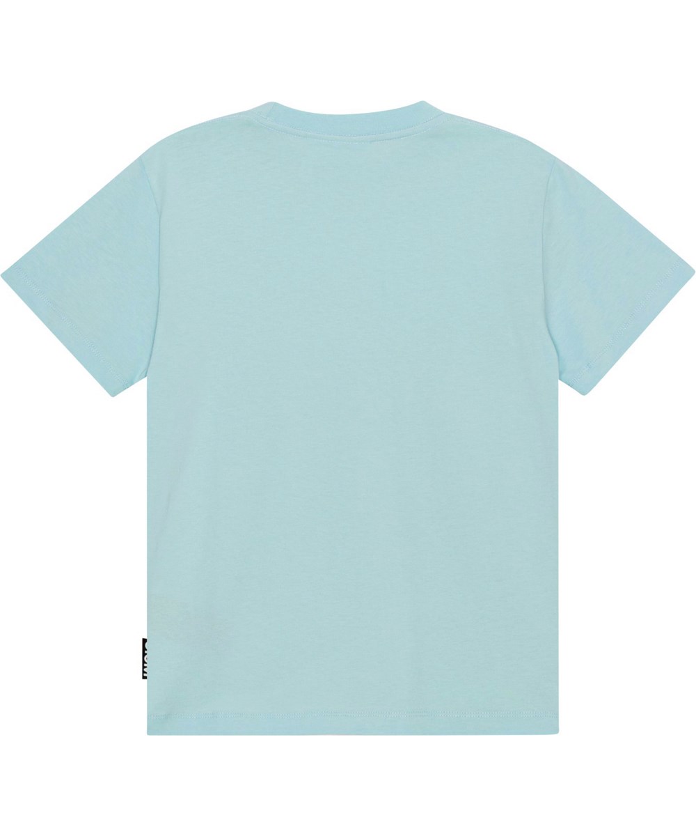 Roxo - Shore Life - Blaues Öko-T-Shirt mit platziertem Hai-Aufdruck