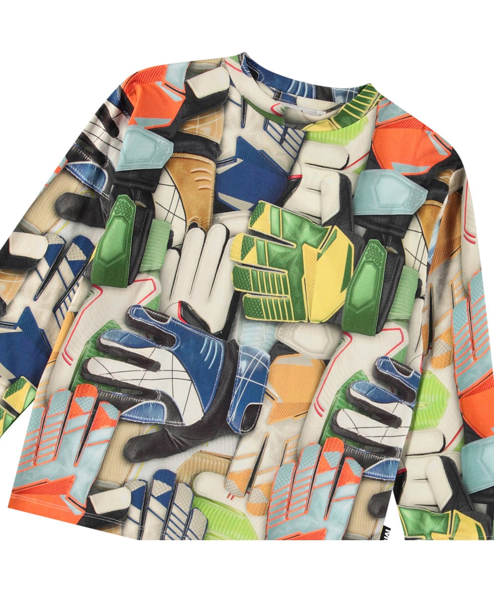 Rube - Goalie Gloves - Buntes Langarmshirt für Kinder aus Öko-Baumwolle mit geripptem Besatz am Ausschnitt und an den Ärmeln sowie einer lockeren Passform.