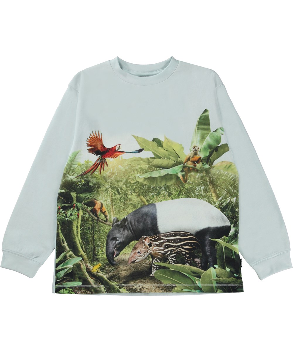 Rube - Tapir Friends - Hellblaues T-Shirt mit Tapir- und Papageienaufdruck