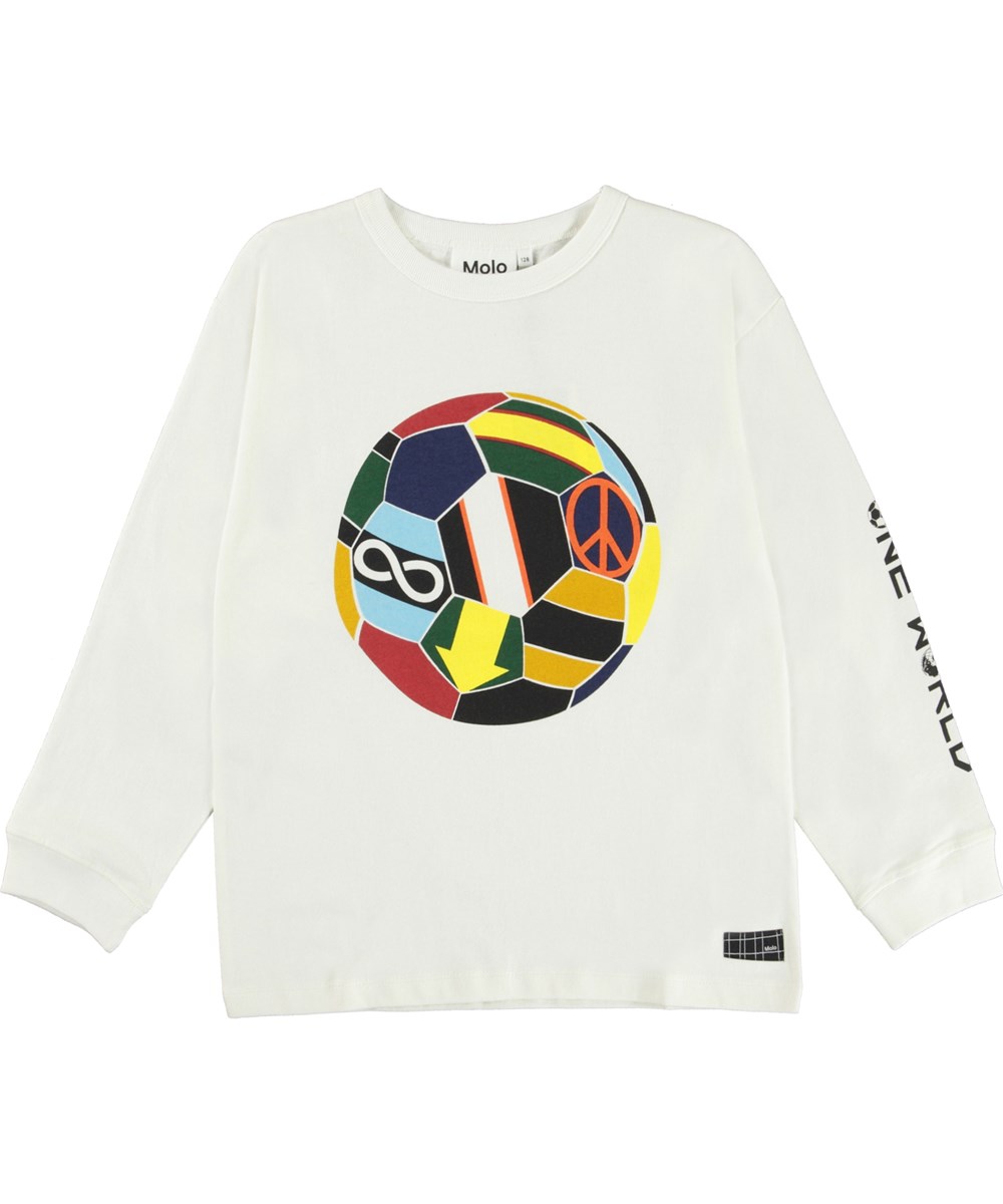 Rube - White Star - Weiße Öko-Langarmshirt mit Fußball-Print