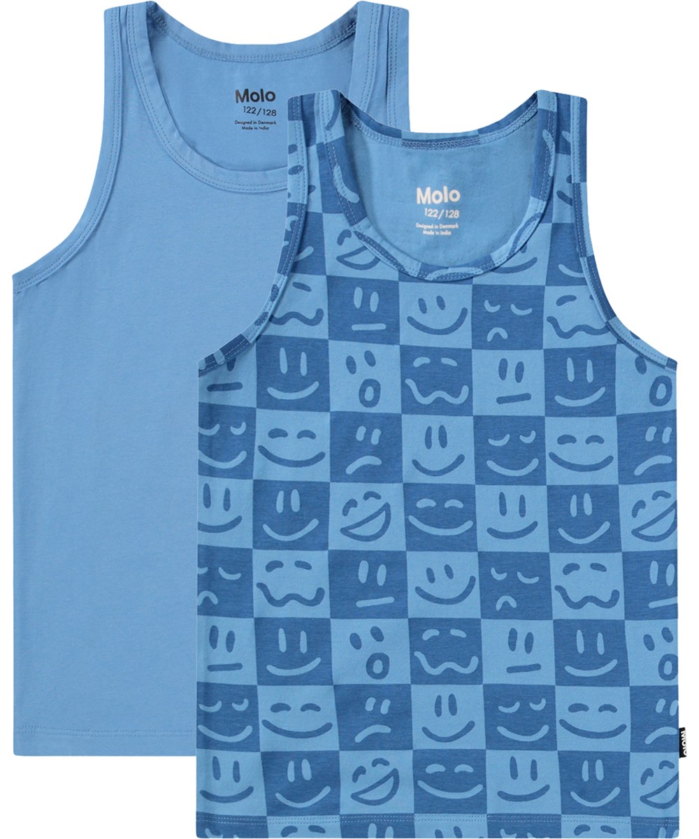 Jayden 2-pack - Blue Vibes - 2er-Pack Westen für Kinder aus weicher, ökologischer Baumwolle mit Druck