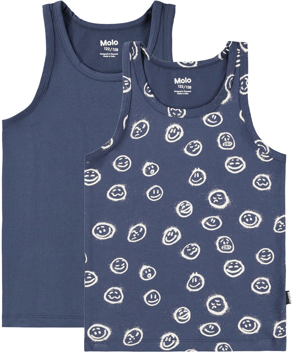 Jayden 2-pack - Moods Blue - 2er-Pack Tanktops mit breiten Trägern und Rundhalsausschnitt aus weicher Bio-Baumwolle.