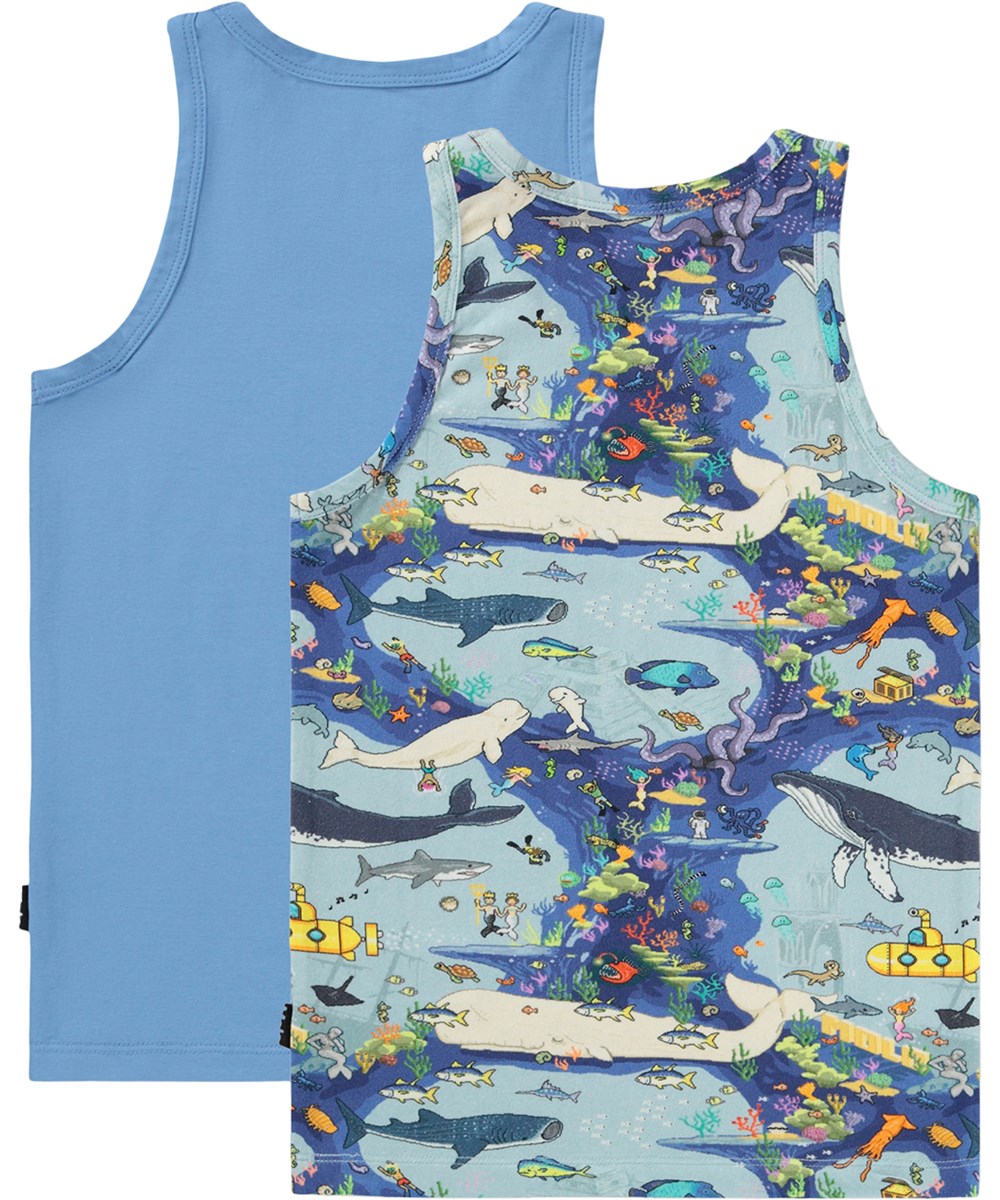 Jayden 2-pack - Pixel Sea - 2er-Pack Westen für Kinder aus weicher, ökologischer Baumwolle mit Druck