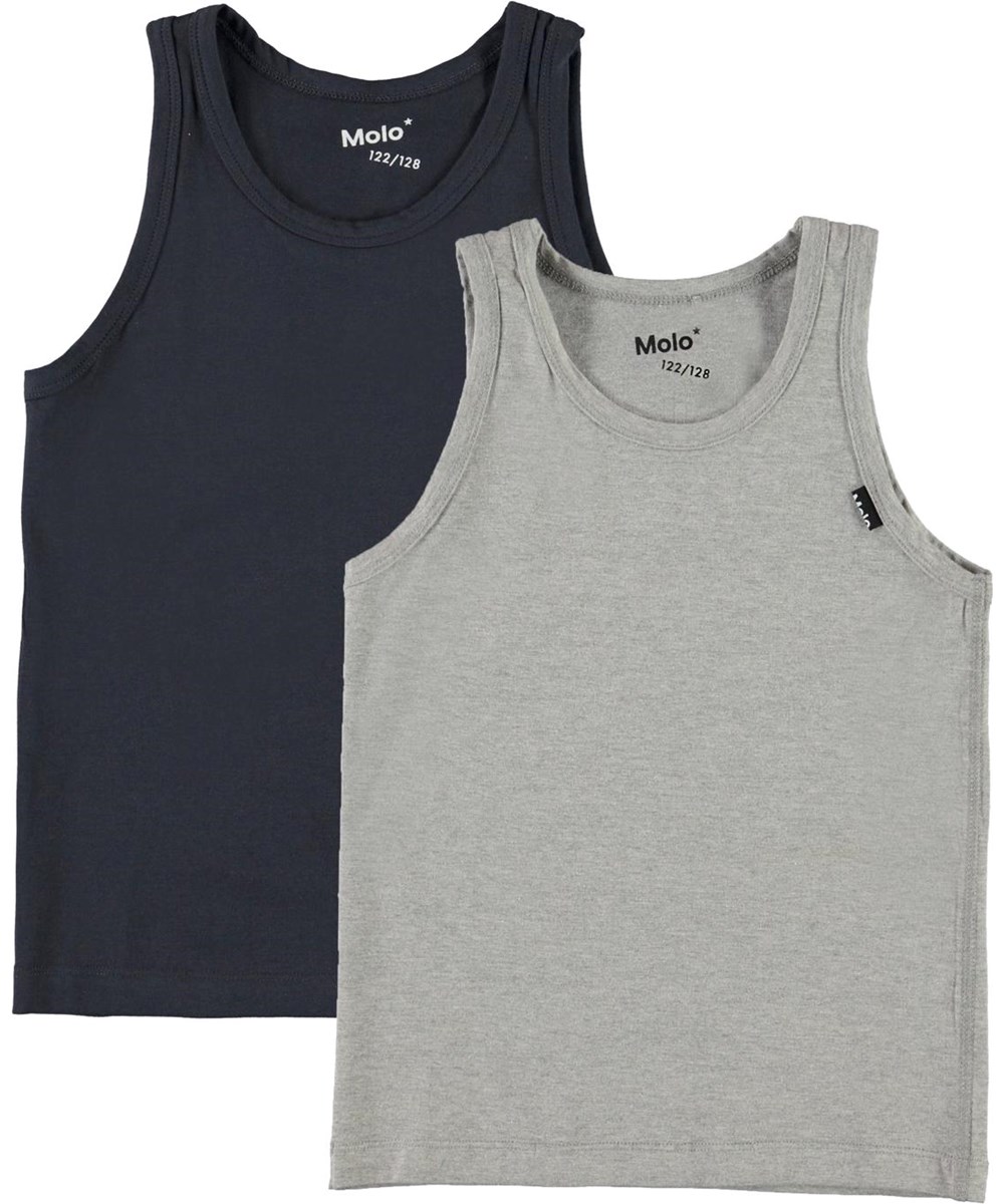 Jayden 2-Pack - Navy Grey - Öko 2er Pack Unterhemd in Grau und Blau