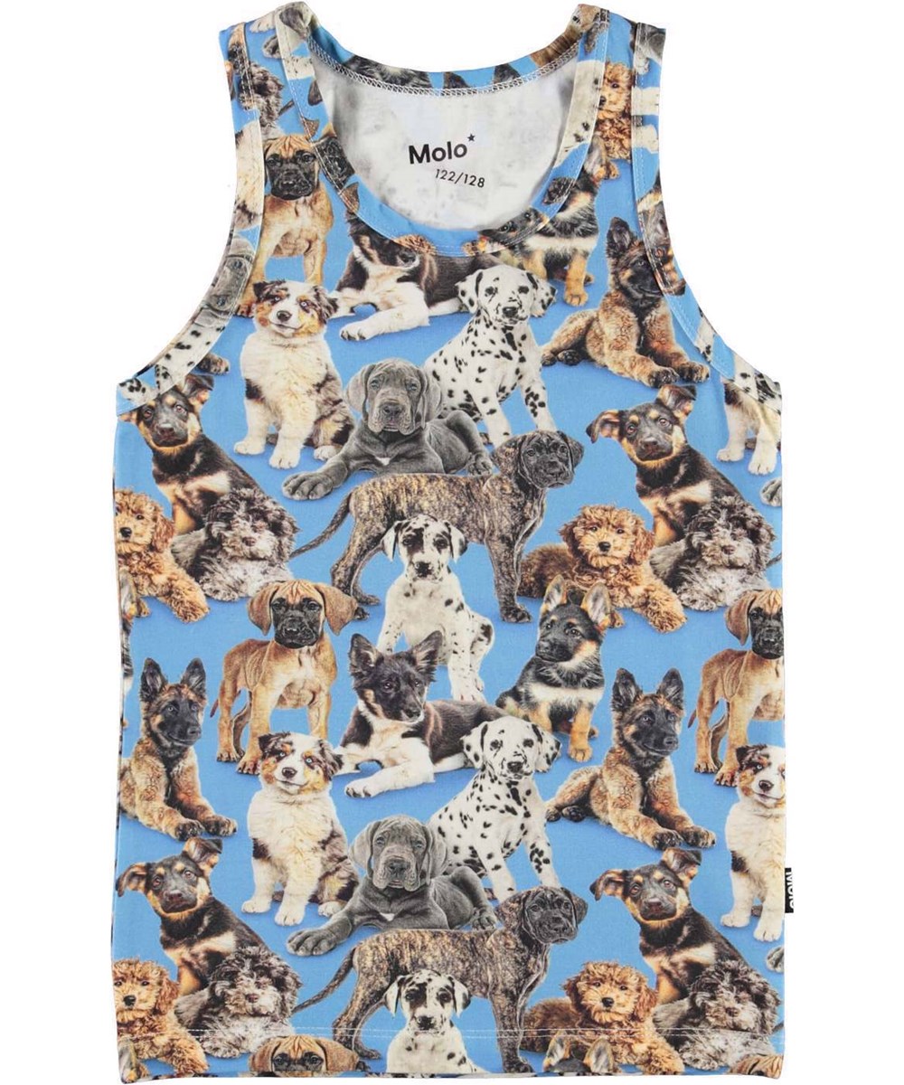 Jayden 2-pack - White Pups - 2er-Pack Tanktops in Weiß und Welpendruck.