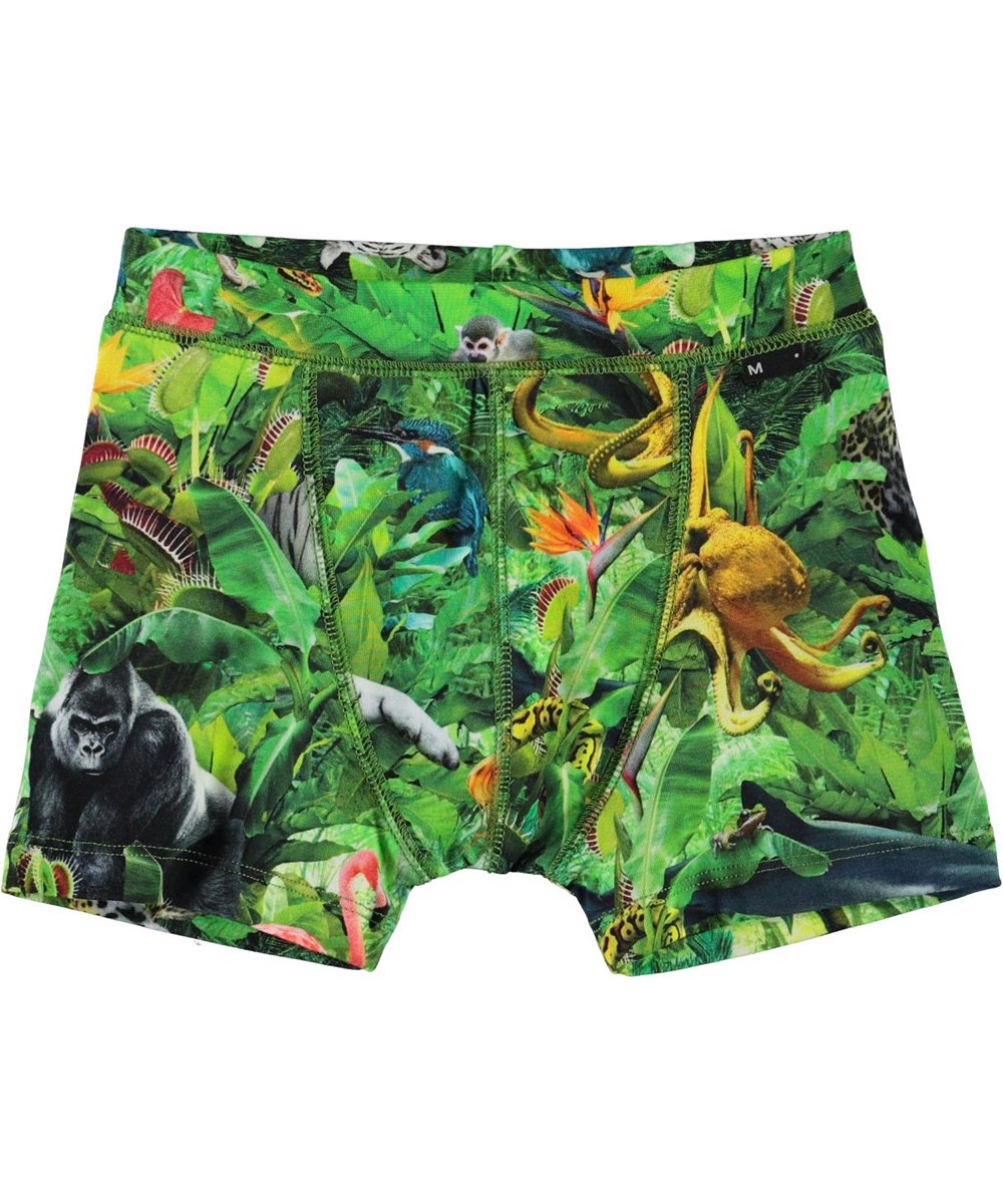 Jon - Fantasy Jungle - Öko Boxershorts mit Tiere-Druck