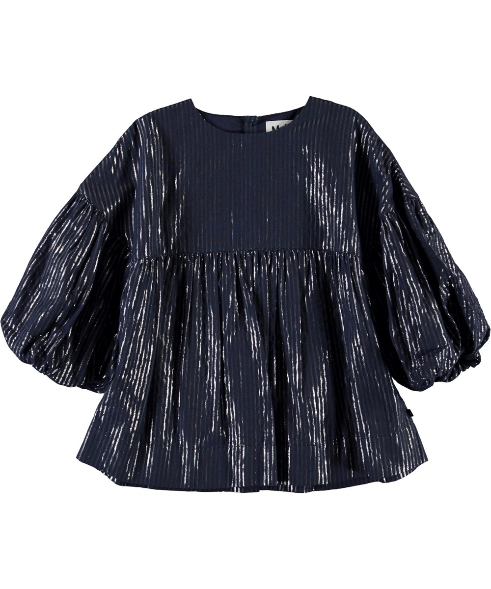 Raja - Total Eclipse - Blauer Pullover mit silbernen Streifen