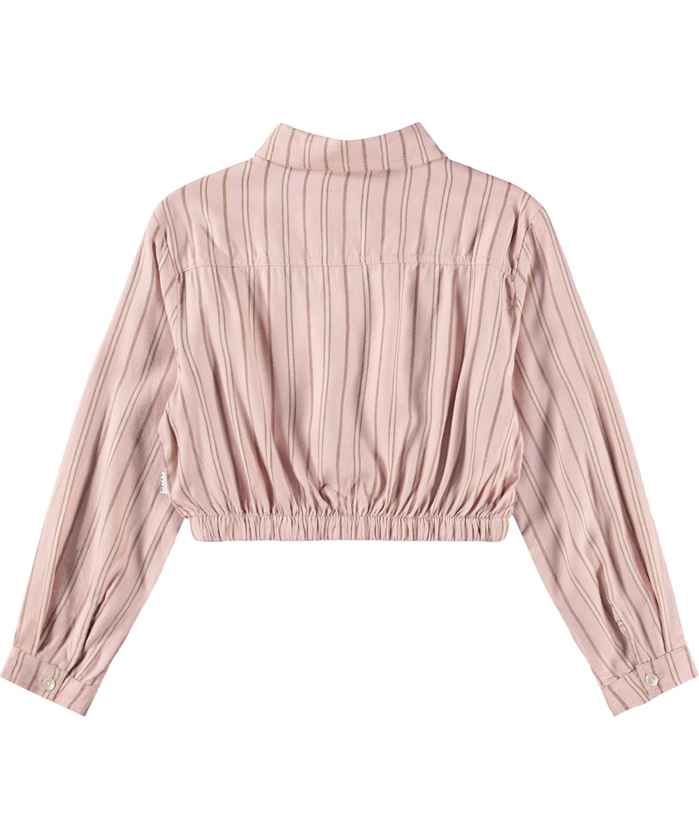 Reganne - Blush Bean Stripe - Gestreiftes pinkes Hemd für Kinder aus Viskose