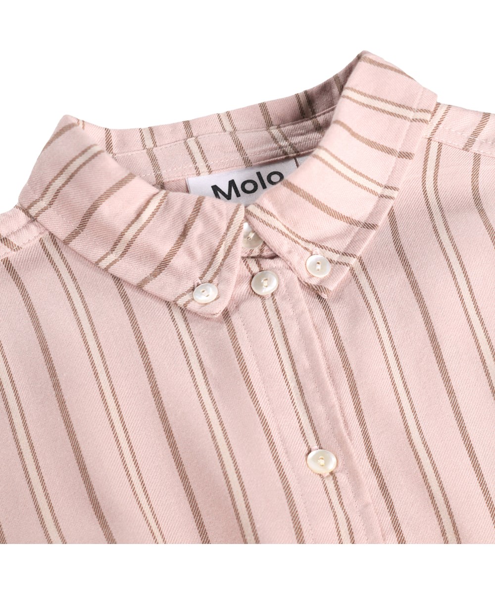 Reganne - Blush Bean Stripe - Gestreiftes pinkes Hemd für Kinder aus Viskose
