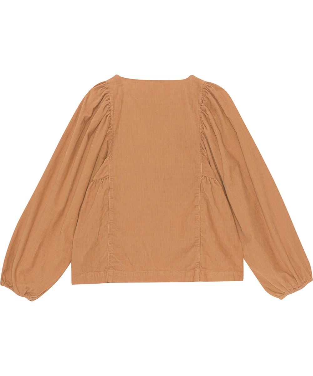 Rida - Rosie Sand - Orange Öko Hemdbluse aus geripptem Samt