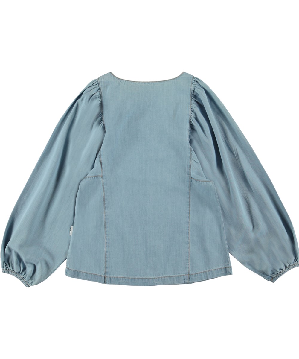 Rida - Summer Wash Indigo - Hellblaues Jeanshemd mit großen Ärmeln