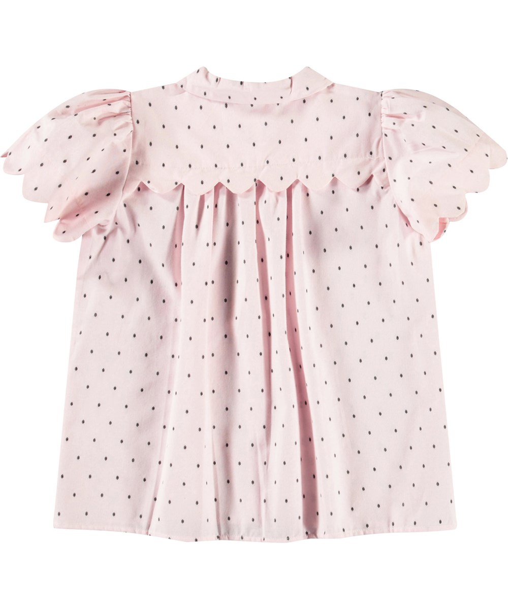 Ronda - Charlotte Pink - Locker sitzendes rosa Shirt aus weicher Öko-Baumwolle mit Kragen und Puffärmeln.