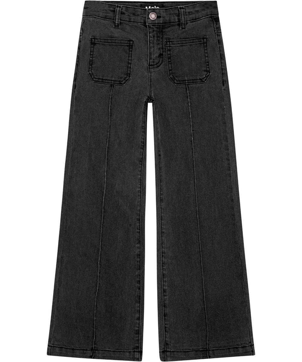 Adina - Charcoal - Schwarze Trompetenhose